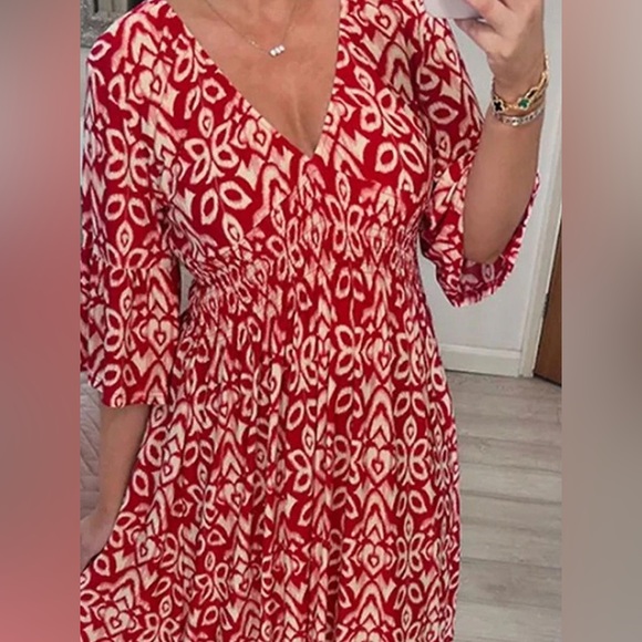 Red and White Floral Maxi Dress Size XL NWT - Picture 8 of 8